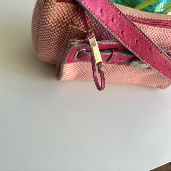 Emillie M. Swiss Dot Pink Leather and checkered Cloth Purse - Picture 3 of 7